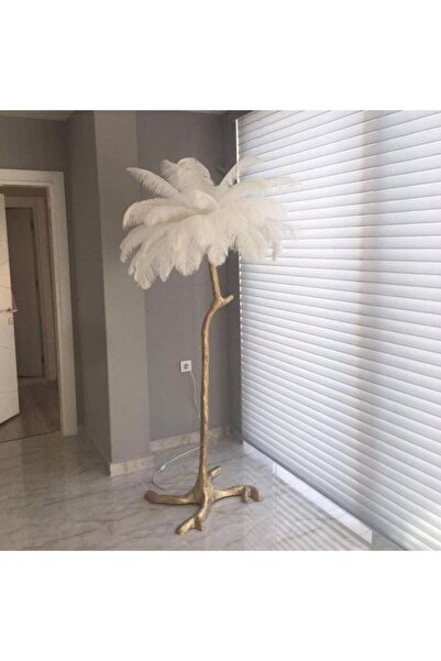 bahcesalincagidunyasi Palmiye Görünümlü Lambader Orjinal Deve Kuşu 50 Tüylü