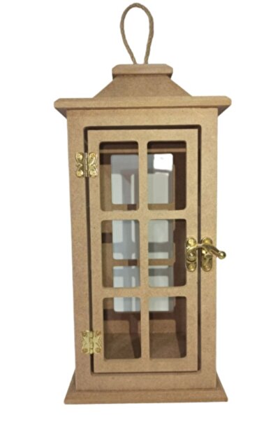 Hobi Dünya Ahşap Boyanabilir Mdf Mini Fener Lambalık 3 Lü Set No:3/28 cm