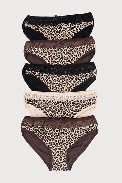 Nicoletta Women's Panties 5 Pack Lycra Leopard Leopard