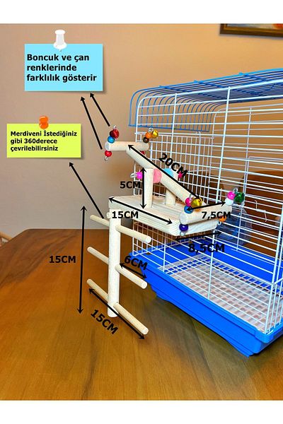 Ciko Kafes Hanging Bird Playground with Ladder and Wipes