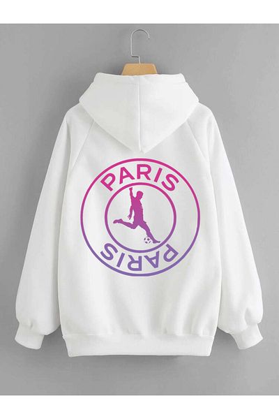 DEEPSENCE White UniSex Hooded SweatShirt - PariS Back Print