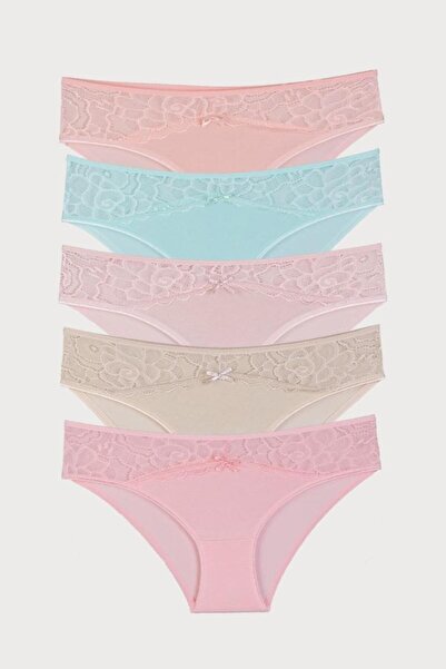 Nicoletta Chiloți de damă Salmon Pachet 5 Dantela Lycra