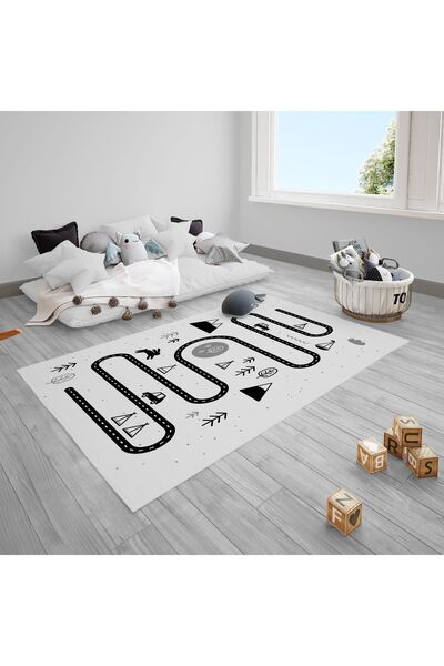 CİCİ ODAM Yol , Orman , Tavşan ,araba Çocuk Bebek Odası Halısı