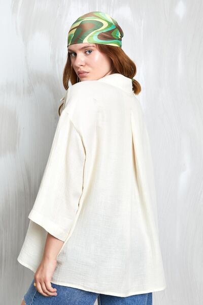minaaise Πουκάμισο Oversize Natur Muslin Fakir Sleeve - 27349