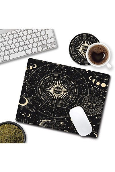 AsMat Paw 24cmx20cm Mause Pad ve Bardak Atlığı Takımı. Astroloji Temalı Mause Pad(fare) ve Bardak Altlığı
