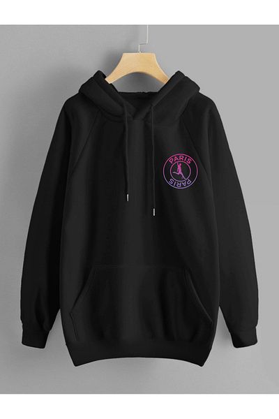 DEEPSENCE PariS Back Printed Unisex Black Hooded Sweatshirt