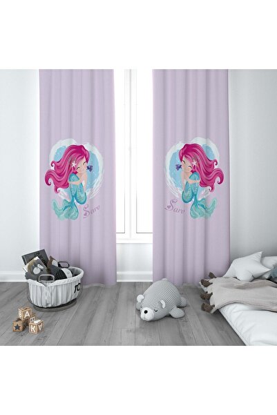CİCİ ODAM 1 Kanat Çocuk Odası Perdesi Fon Perde Deniz Kızı Sare