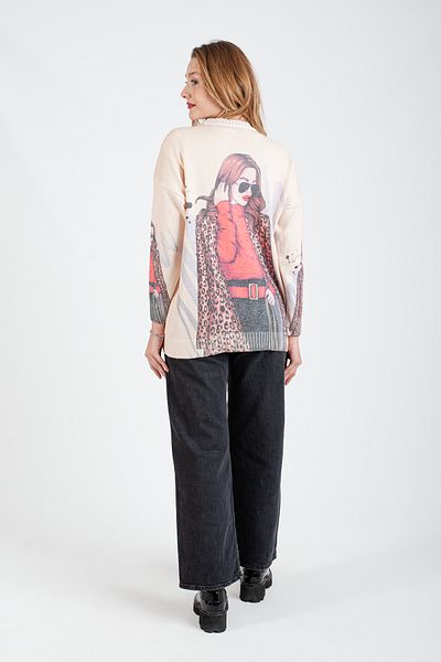 Hatun Atila Hatunatila Print Crew Neck Long Sweatshirt - 4769-8