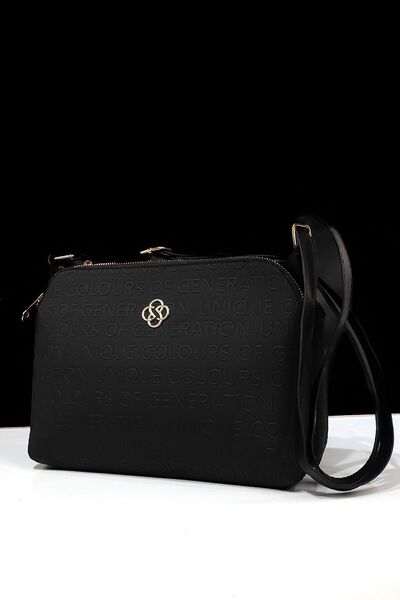 Rosmod Geantă neagră de calitate pentru femei - trei compartimente și curea încrucișată