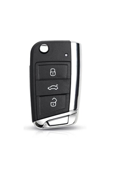 GMA KEYS Polo - Golf 7 - Skoda - Container pentru telecomandă cu 3 butoane (cromat) cu logo