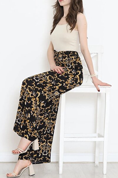 Namaste Vintage High Waist and Patterned Viscose Trousers - Loose Fit and Elastic Waist