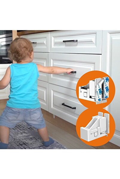 Diobaby 8 قطع باب خزانة أو أقفال أدراج قفل أمان للأطفال (4 أقفال)