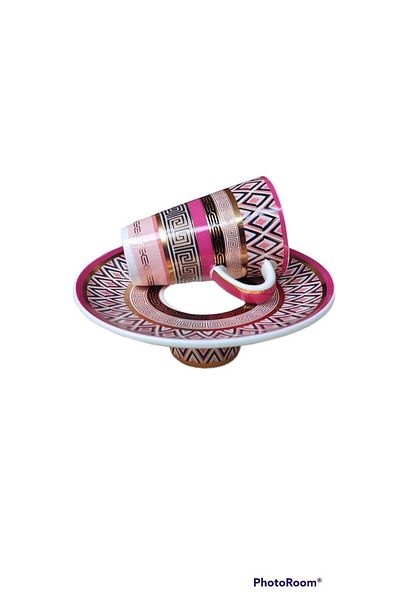 Kosova Porcelain Turkish Coffee Cup for 6 People 12 Pieces Interlocking