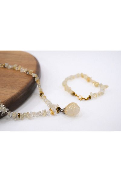 Mina Souvenir Citrine Stone Necklace and Bracelet Set