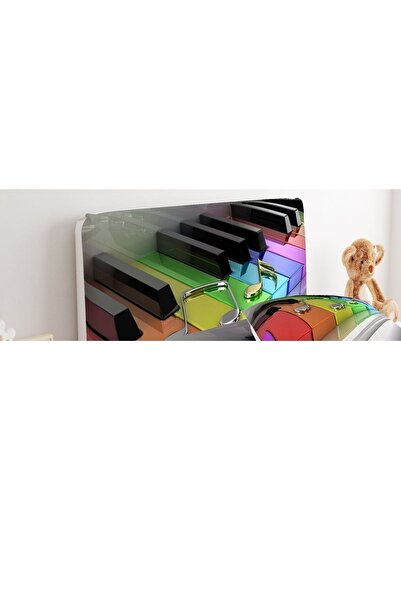 CİCİ ODAM Baza Başlık Kılıfı Renkli Piyano Ve Melodi Nesneler