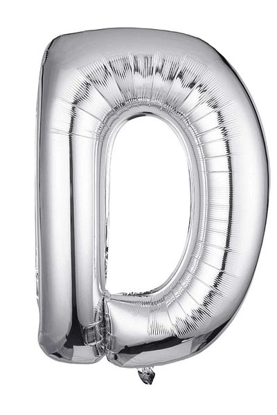 SURPRISE PARTY STORE D Letter Balloon Silver Gray Color Foil Balloon 100 cm 40 inches