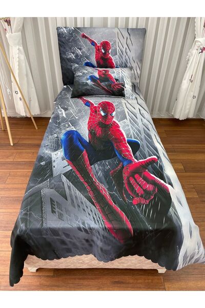 CİCİ EKO Spiderman Bed Cover GIFT Pillowcase Spiderman Thin Decorative Honeycomb Fabric