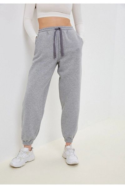 Verivay Unisex Joggerr 2ip πλεκτό ύφασμα αθλητική φόρμα κάτω γκρι λαστιχένιο πόδι ψηλόμεσο