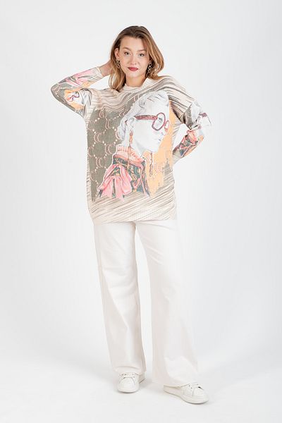 Hatun Atila Pulover lung cu decolteu cu model HatunAtila - 4769-5