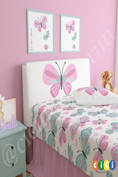 CİCİ ODAM Baza Başlık Kılıfı Renkli Kelebekler