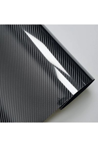 ESEMİZ 5D Ultra Glossy - Folie din fibră de carbon neagră puternică pentru conducte de aer (2m x 152cm)