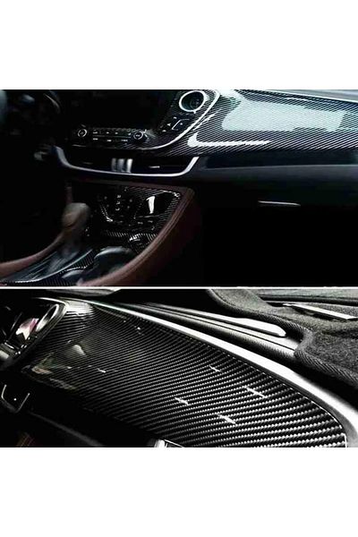 ESEMİZ 5D Ultra Glossy Black Carbon Fiber Foil - Air Channel, Durable - Size 10cm x 152cm