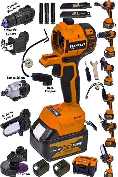 stanrayf Alman 798V Bakır Sargı 6Kafalı Darbeli Matkap Testere Tilki Kuyruğu Taşlama Somun Sökme Havalı Pompa