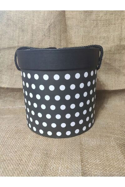 Stil Kutu Yuvarlak Silindir Kutu Siyah Beyaz Benekli Silindir Kutu