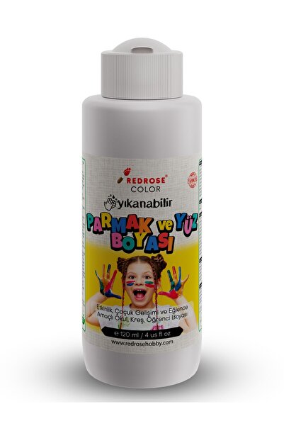 Red Rose Beyaz Parmak Boyası 120ml Yıkanabilir, EN-71 Sertifikalı, Toksik İçe...
