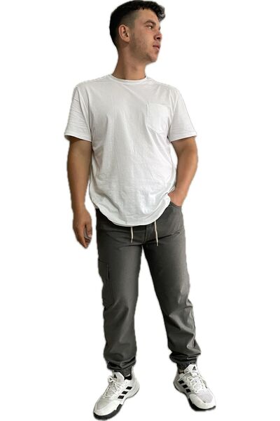 Artıbir Tekstil İmalat Unisex Yüksek Bel Likralı Regular Fit Eşofman Görünümlü Kargo Cepli Pantolon