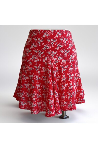 PARSGİYİM Kadın kırmızı viskon kumaş Yazlık şort etek
