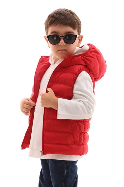ÖNDER MODA Boy's Water and Windproof Hooded Puffer Vest