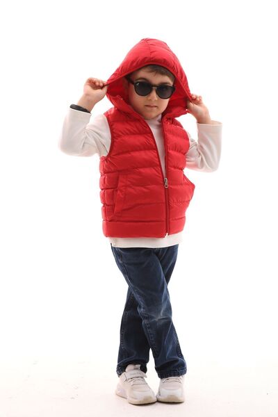 ÖNDER MODA Boy's Water and Windproof Hooded Puffer Vest