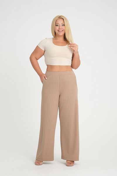 Gül Moda HiGh Waist BeiGe Size LYcra Trousers - StraiGht Pocket G111-3