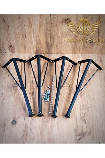BY HAKAN AŞKIN 40 Cm Metal Siyah Sehpa Firkete Ayağı Ve Takımı 4 Lü