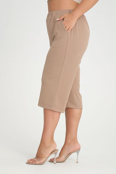 Gül Moda Plus Size Beige Capri Trousers - Lycra, G114-1