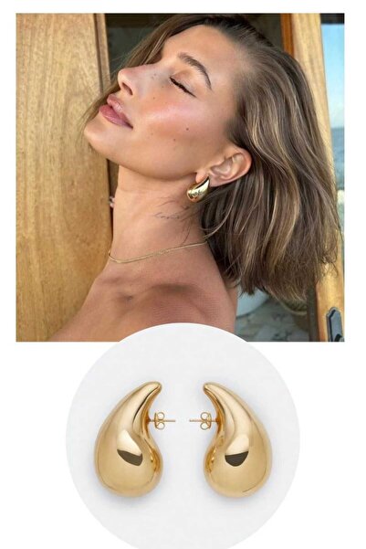 MutluBiDünya Kadın Bottega Gözyaşı Damlası Mode Gold Küpe