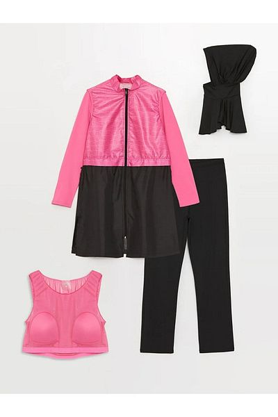 LC Waikiki Σετ γυναικείο μαγιό χιτζάμπ Lcw Dream High Collar Color Blocked μακρυμάνικο