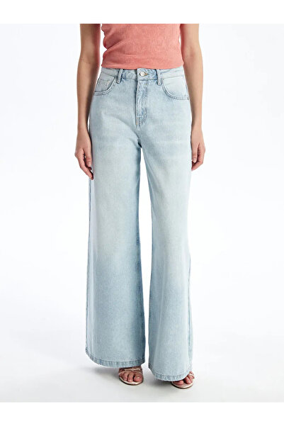 LC Waikiki LCW Jeans Açık İndigo Rodeo Wideleg Kadın Jean Pantolon