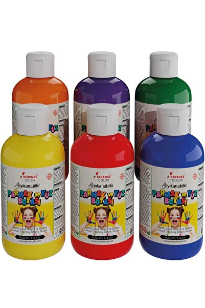 Red Rose Ana Renkler Parmak Boyası 6'lı Set 6x250gr Yıkanabilir, Toksik İçerm...