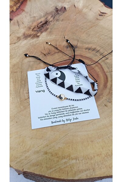 Atolye Ferda Black and White Miyuki Stringed and Knitted Bracelet Set