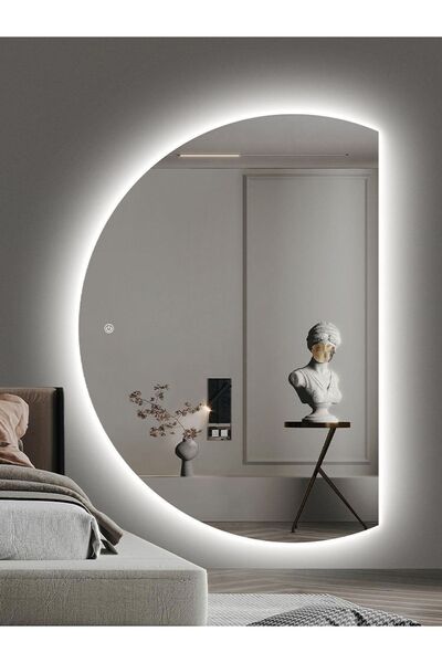 Toprak dekor 140*70 Yarım Ay Ledli Ayna Banyo Aynası Tuvalet Aynası