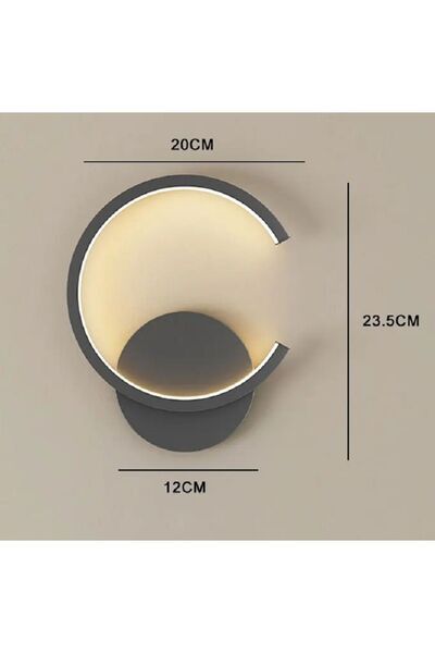 PeraTeknoloji Finos / Aplik / C Sağ 20 Cm / Antrasit Gövde / 3 Renk Işık