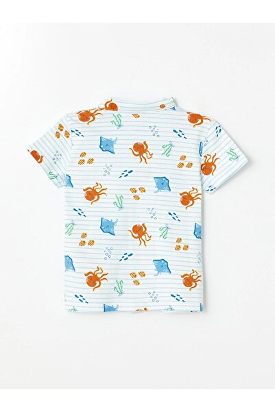 LC Waikiki Lcw Baby Polo Neck Lapel Short Sleeve Baby Boy Shorts Pajamas Set