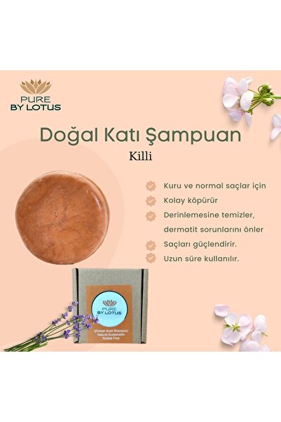 PURE BY LOTUS Katı Şampuan(KİLLİ) 100 gr Sülfatsız Tuzsuz Vegan