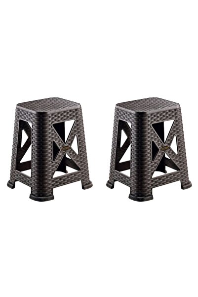 IRAK PLASTİK-HOLIDAY Holıday Rattan Tabure Irak Plastik Koyu Kahve / 2 Adet