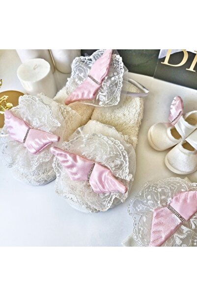 pegu baby collection PEMBE   MELEK KANATLI 4 LÜ SAÇ BANDI VE PATİK LOHUSA TER...