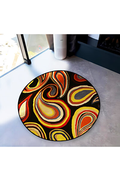Rugs Modern Halı Mira Round Multi-Colored Shapes in Dark Tones Woven Base Mod...