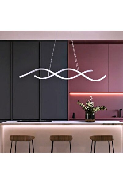 ABAJUR EVİM Dominik Modern Beyaz Kasa Beyaz Işık Sıralı Ledli Avize