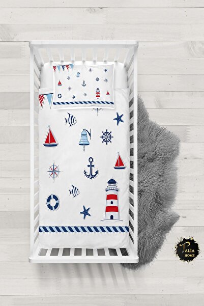 Talia Home Mixed Sailor Patterned Baby Duvet Cover Set with Sheets TLABN-291